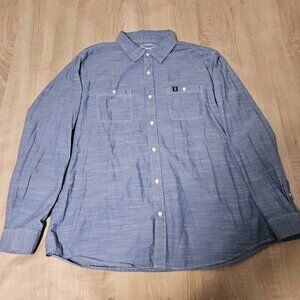 Grunt Style Mens Size Xl Blue Button Up Chambray Shirt Cotton